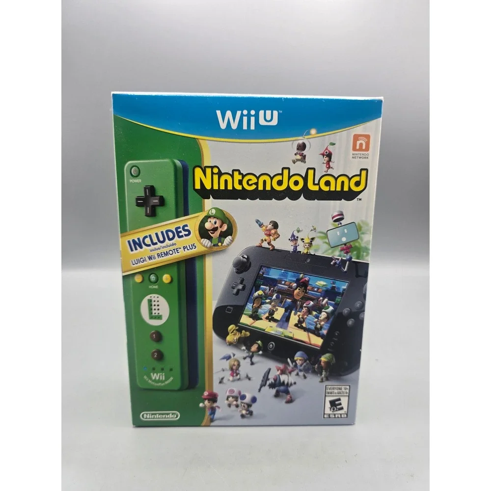 Nintendo Land Wii U Luigi Green Wii Remote Plus Controller Bundle Game CIB